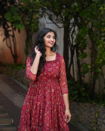 x-lady-launching-marun-kalamkari-short-dress-big-1