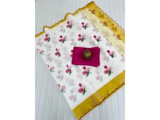 Soft Cotton with Gold Jari Saree