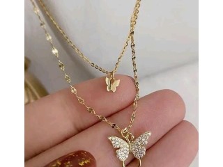 GOLD DOUBLE LAYER BUTTERFLY CHAIN