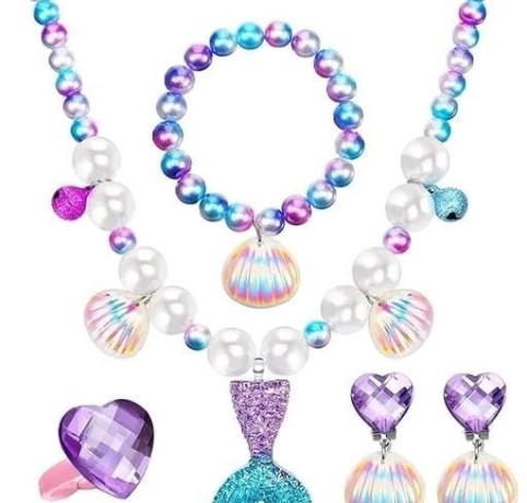 mermaid-necklace-seahell-pearl-bracelet-ring-colour-beads-set-big-0