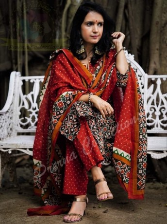 pure-patola-print-rayon-pants-kurti-big-2