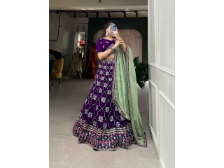 GEORGETTE EMBROIDERY WORK LEHENGA