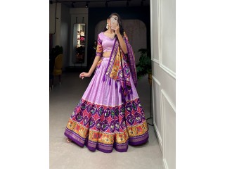 TUSSAR SILK PATOLA PRINT WITH FOIL WORK LEHENGA