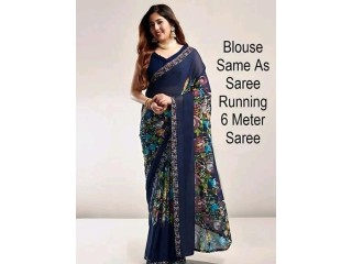 BLUE COLOR FABRIC SAREE